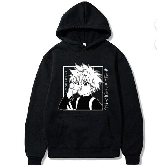 EUC Anime Hunter X Hoodie Killua Zoldyck Pullover Hooded Sweatshirt Black - Larg - Picture 2 of 7